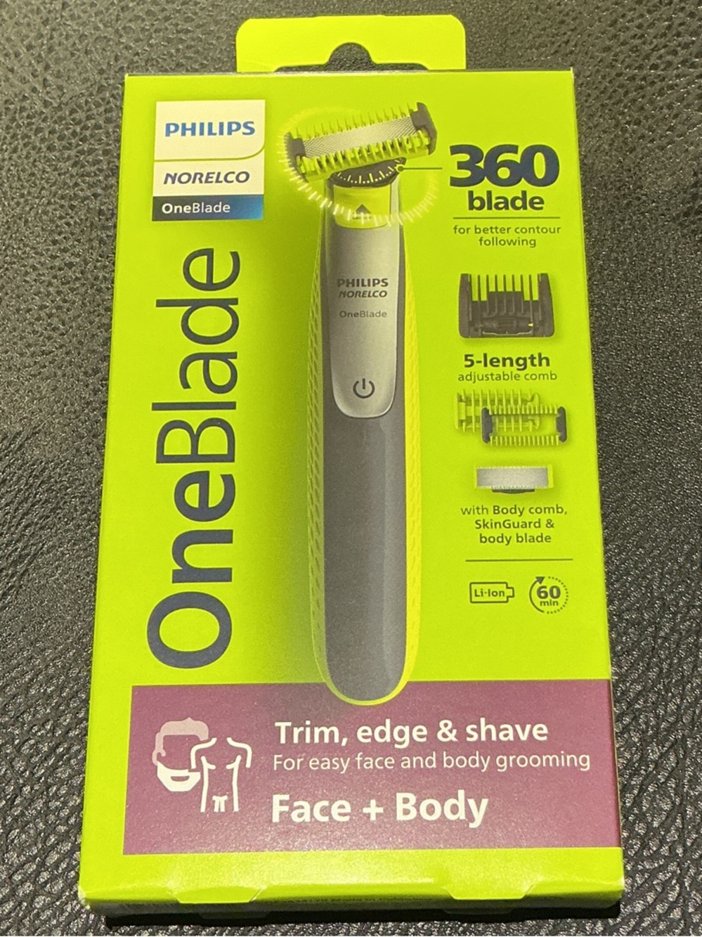 Philips OneBlade Trimmer in Bright Lime Green and Gray